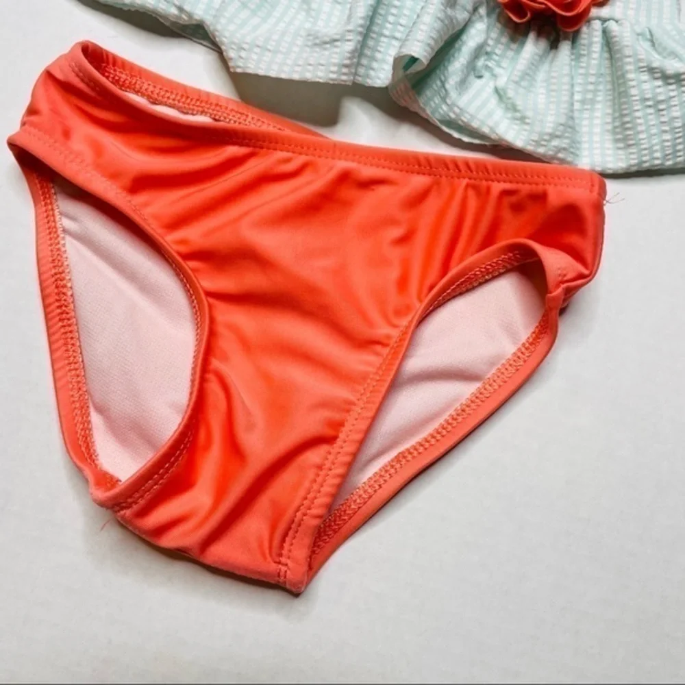𝅺cat & Jack Mint & Coral Flower Stripe Tankini